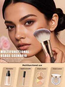 6Pcs Double Ended Makeup Brushes Set, Professional Multi-Function Cosmetic Brushes With Drawstring Storage Pouch, For Foundation, Blush, Concealer, Eyeshadow, Portable Cosmetic Applicator Kit For Daily Makeup - Brown - View 4