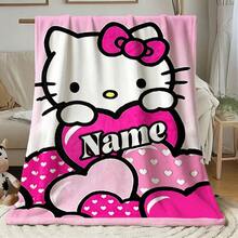 SANRIO 1pc Customized Cartoon Pattern Blanket, Personalized Name Customization, Printed With Cartoon Pattern, Cute And Cozy Style - Soft And Comfortable, Machine Washable, Suitable For Sofa, Living Room, Office, Chair - Perfect Gift For Family And Friends - Multicolor - View 14