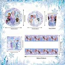 Disney Ice & Snow Theme Party Tableware Set, Disposable Paper Plates, Cups, Napkins, Winter Ice & Snow Party Decorations, Suitable For Celebrations And Gatherings - Multicolor - View 7