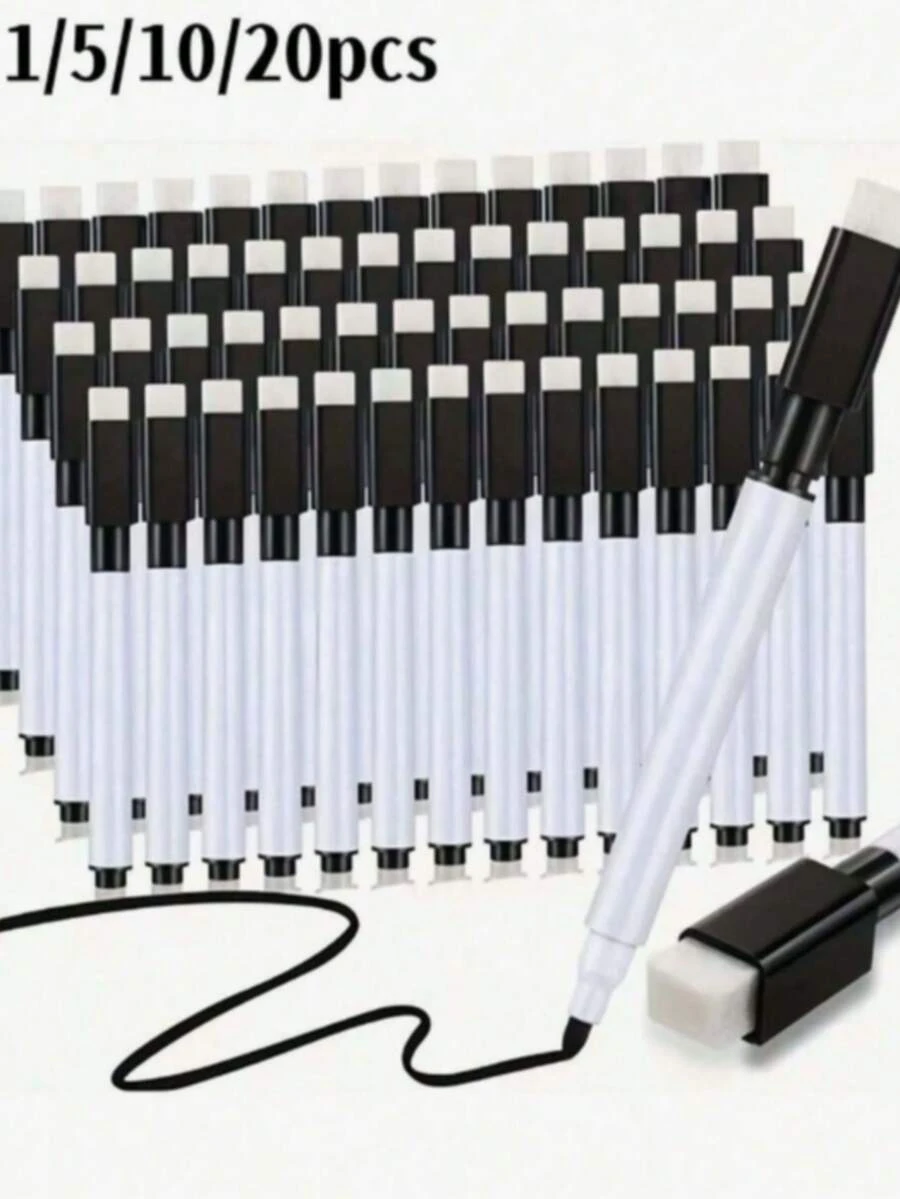 1/3/5/8/12pcs Portable Black Erasable Markers, Dust-Free Erasable Chalkboard Pens, Erasable Signing Pens, Suitable For Students Drawing And Writing, Applicable For Whiteboards, Calendars, Schools, Offices And Back To School Season. Halloween Gifts, Christmas Gifts.