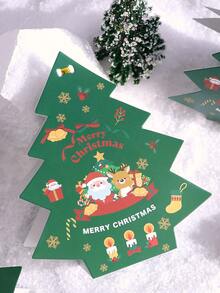 2/5/10pcs Christmas Tree Packaging Boxes, Decorative Gift Boxes, Deep Green Background Printed With Santa Claus, Reindeer, Snowflake, Bell Holiday Patterns. Ideal For Christmas Decoration And Gifting. - View 9
