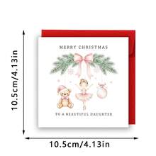Christmas Card For Daughter, Daughter Christmas Card, Merry Christmas Card For Girl, Cute Ballerina Bear Card - Multicolor - View 3