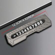 Mecha-Style Zinc Alloy Parking Phone Number Plate With Customizable Digits, Silver-Gray Car Dashboard Accessory For Temporary Parking - A - View 6