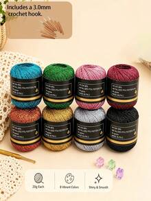 Shiny Gold & Silver Yarn Set, Metallic Glitter Crochet Thread, Lightweight Decorative Yarn, Suitable For Gift Wrapping, DIY Crafts, Holiday Decor, Bow Making, Greeting Card Decoration, Party Accessories - Multicolor - View 7