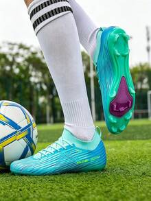 Sepatu Sepak Bola Luar Ruangan Tahan Lama, Sol Luar Berpaku Peredam Guncangan, Bagian Atas Sintetis Lembut dan Fleksibel, Stabilitas Lateral yang Baik untuk Sepak Bola - Mint Blue - View 9