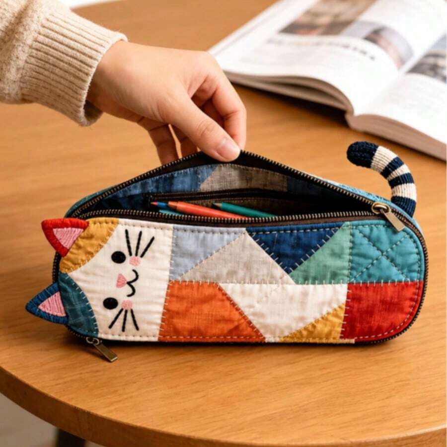 Cute Cat-Shaped Storage Bag, 3D Cat Outline Design, Can Be Used As Coin Purse, Toiletry Travel Bag, Stationery Storage Bag, Pencil Case, Marker Storage Bag