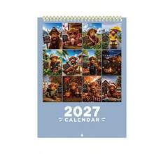 2027 Calendar Highland Cow Theme 12 Unique Beautiful Monthly Planner Schedule Display Great Birthday Home Indoor Decor Accessory,Christmas Gift,New Year Gift,Christmas - Multiple Styles - View 4