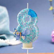 Glitter Number Birthday Candle 0‑9, Blue Shimmer Digital Candle With 3D Butterfly Ornament, Cake Topper Decoration For Kids Birthday Party - View 10
