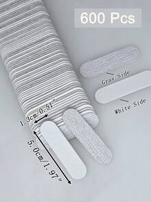 10-1000pcs Disposable Grey/White DIY Mini Nail Files - Double-Sided Sandpaper Files, Suitable For Manicure And Pedicure - Multicolor - View 12