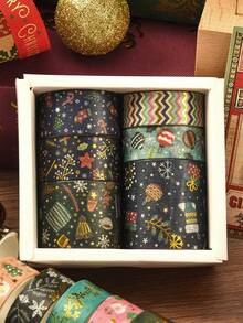 6 Rolls/Box, Merry Christmas Washi Tape Set - Beautiful Christmas Patterns Foil Stamping Process Designs, Decorative DIY Materials For Diaries, Scrapbooks And Crafts - Sets - View 6