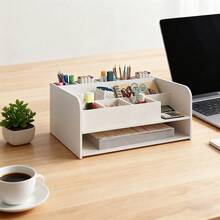 1pc Assembly Office Supplies Stationery Desktop File Tray Storage Box A4 Paper Desk Organizer Bookshelf - Rectangle - View 8