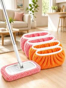 Reusable Mop Cloth, Dry & Wet Flat Mop Pad, Highly Absorbent Replacement Mop Cloth With Elastic Fixing Band, Suitable For Most Flat Mops, Mop Head Not Included, Efficient Floor Care Tool - Multicolor - View 10