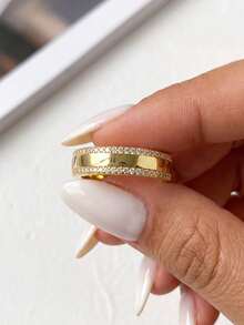 1pc Moissanite Ring, Unique Double-Row Starburst Band, Suitable For Women's Daily Wear And Gifting - Double-track Moissanite Ring - View 7
