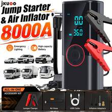 jkuoo Alat Bantu Start Darurat dengan Kompresor Udara - Pengukur Tekanan Ban Digital 180PSI, Pengisian Daya USB, Cocok untuk Kendaraan Bensin/Berbagai Jenis Kendaraan, Desain Portabel, Dilengkapi dengan Lampu Darurat LED, Fitur Deteksi dan Penyesuaian Tekanan Ban. - Mesin + aksesoris - View 12