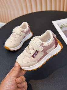 New Girls' Hook-And-Loop Casual Sports Shoes, All-Season Children's Colorblock Soft Sole Comfortable Versatile Outdoor Shoes - Pink and Purple - View 5