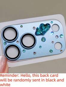 Luxury Shining 3D Heart Diamond Rhinestone Handmade Camera Protector Compatible With IPhone 18 Pro Max 18 Pro 17 Pro Max 17 Pro Matte Scratch-Proof Lens Glass Tempered Film - Light Blue - View 3