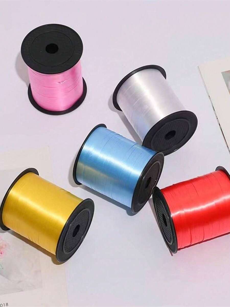 1 Roll Plastic Balloon Ribbon, Solid Color Balloon Tie Streamers, For Party & Christmas Decorations - Light Blue - View 1