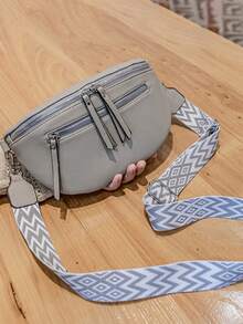 Women's Geometric Pattern Shoulder Strap High-End Fashion Minimalist Crossbody Bag Shoulder Bag - Grey - View 5