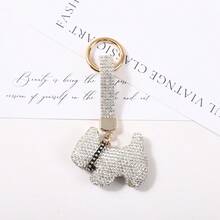 Korean Version Cartoon Diamond Studded Schnauzer Keychain Cute Pet Dog Full Diamond Hanging Decoration Fashionable Versatile Bag Pendant - Multicolor - View 7
