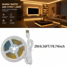 COB LED Tape Light, USB Button Control, Flexible Cuttable, Warm White Cool White, 1-5M Home LED Strip - 501 COB - View 12