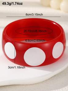 NAIZHU 1pc Red Polka Dot Heart Exaggerated Oversized Bracelet, Suitable For Women's Daily Wear, Dating And Party - Red - View 6