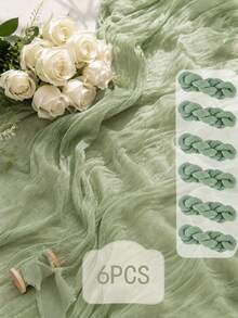 Light Green Ruched Gauze Table Runner, Soft Semi-Transparent Cheesecloth Style Tablecloth Strip, Dense Vertical Pleated Texture, Lightweight Decorative Linen Centerpiece Fabric, Fresh Minimalist Fabric Accent, Suitable For Dining Table Decor And Home Desktop Styling - Green - View 27