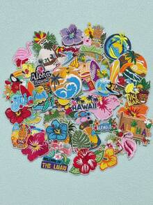 10-20pcs/Set Pola Acak Tema Hawaii Patch Bordir Applique Aksesoris Pakaian DIY Tas Sepatu Topi Buku Catatan Stiker Dekorasi Rumah Stiker Dekorasi Rumah Warna Acak Patch Tempel Setrika Namun Menjahit Lebih Aman - gaya Hawaii - View 1