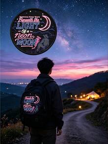Cowboy Beneath The Light Of A Neon Moon broderat strykbart countrymusik-patch - Multifärgad - Visa 5