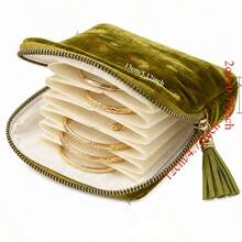 1pc Velvet Travel Jewelry Storage Bag, Portable Zipper Pouch, Ring Earring Bracelet Dust-Proof Storage Bag, Jewelry Roll, Jewelry Organizer, Hanging Zipper Jewelry Bag Makeup Bag, Office Commute Jewelry Accessories Key Business Card Cosmetics Storage Bag, 6-Layer Storage Space For Bracelets, Anti-Scratch Small Storage Bag, Women's Small Items Jewelry Organizer Bag - Multicolor - View 7