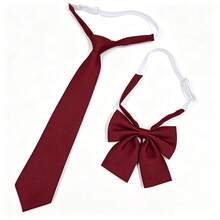 Pre Tied Necktie And Bow Tie Set Solid Color JK College Style Adjustable Neck Tie Bow For Men Women Shirt Matching School Uniform Accessories - Multicolor - View 13