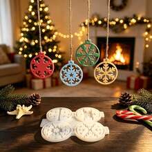 Christmas Ball Silicone Mold, Semi-3D Pendant Candle Holder Plaster Decor Home Epoxy Resin Mold, 70G - Multicolor - View 3