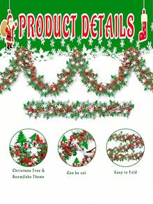 1pc Christmas Metallic Brushed Wreath, Christmas Tree Hanging Ornament, Holiday Party Fireplace Mantel Railing Decoration - A - View 11