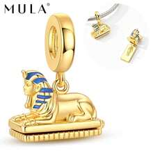 1pc Gold Mysterious Egyptian Openable Sphinx Pharaoh Mummy Pendant, Suitable For Bracelet, Necklace, Keychain, Unique DIY Jewelry Making Charm - Gold - View 6