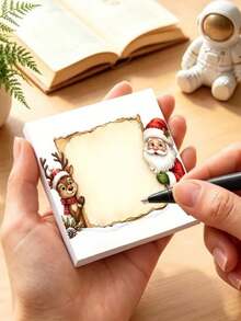 2pcs/100 Sheets Thick Leak-Proof Self-Adhesive Vintage Christmas Sticky Notes With Santa Claus And Reindeer Border, Smooth Writing And Tear-Resistant Pages, Suitable For Student Exam Grading, Office Memo And Diary Collage, Scrapbooking - Christmas Sticky Notes - View 13