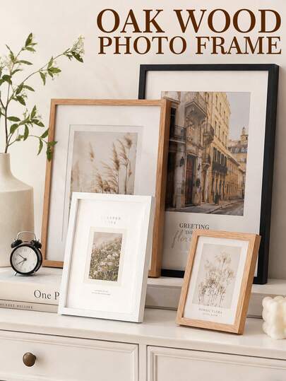 1pc/3pcs 30x40cm Solid Oak Wood Photo Frame, Minimalist Modern Wooden Picture Frame, Suitable For Wall Hanging Or Desktop Display, Living Room Bedroom Office Home Decor, Black/White/Natural Wood Color, A4/A3/30x40cm