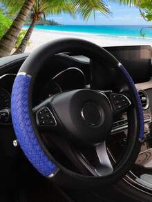 MEIKAXIU PU Braided Leather Metal Strip Decor Car Steering Wheel Cover Without Inner Ring, Suitable For 38cm (15in) Car Accessories For Women - Woven Leather Metal Clasp - View 11