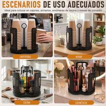 Dispensador de Vasos, Organizador de Vasos Giratorio de 360 Grados, Puede Contener Vasoss y Tapas Desechables, Adecuado para Máquinas de Café, Bares, Mostradores, Mesas de Buffet y Salones - Negro - Ver 8