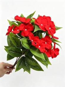 2pcs Impatiens Artificial Flowers | Multi-Color Faux Flower Planter, Stylish Decor For Patio & Balcony, Long-Lasting Fake Flowers, Home Outdoor Landscaping Must-Have, Table & Window Display Bouquet, Plastic, Suitable For Spring, Thanksgiving - Impatiens - View 14