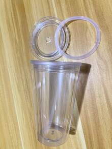 1pc 350ml, 450ml Or 650ml Double Wall Transparent Plastic Straw Cup, Insulated Milk Tea Cup - Clear - View 11
