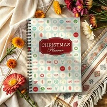 1Pc A5 Spiral Bound Christmas Planner Notebook, Vintage Winter Holiday Icon Print, Seasonal Task & Gift Tracker Journal - A5 - View 4