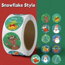1 st dekorativ julklistermärkesetikett med tecknad design, roligt snöflings- och jultomtemönster, liten festlig dekorationssticker för julstämning, presentinslagning, planerare och festdekoration, självhäftande - Multifärgad - Visa 2