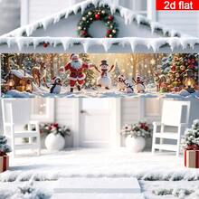1pc Multi-Purpose Polyester Christmas Banner, Merry Christmas Holiday Decoration, Perfect For Photo Booth, Birthday And Wedding, Multiple Styles Long Banner Available, Suitable For Room Decor, No Electricity Required - 17 - View 3