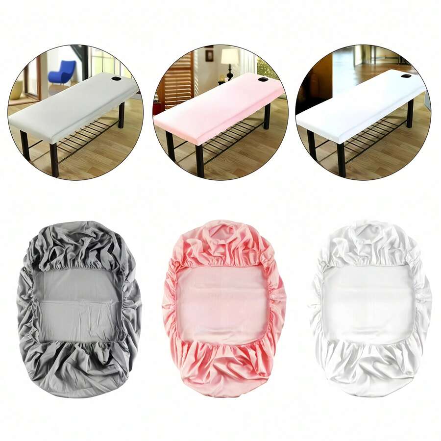 2pcs Luxury Bed Cover With Face Hole - Thickened Anti-Sand Spa Bed Sheet, Machine Washable, Vibrant Print Design Suitable For Beauty Salon And Home Relaxation Massage Bed Cover - Multicolor - View 1