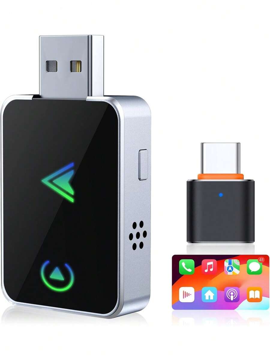 Wireless CarPlay Adapter For IPhone, 2026 Upgraded 2-In-1 Android Auto CarPlay Wireless Adapter, Convert Wired To Wireless, Fast Stable, Plug Play, Compatible With Factory Wired CarPlay Cars 2016+ - A - View 1