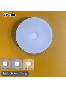 1pc/3pcs/6pcs LED Button Night Light, 3 Modes USB Rechargeable Magnetic Base Wall Lamp, Round Portable Dimmable Night Light For Room Decor (250mAh) - White - View 14