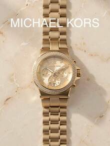 Michael Kors MK5386 Gold-Tone Rhinestone Women's Watch, Stainless Steel Band Chronograph Calendar Wristwatch, Gift Style - Gold - View 4