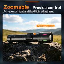 300000LM New Upgrade Flashlight Zoom Rechargeable LED Torch 4 Modes High Power Flashlights Waterproof Outdoor Tactical Lantern - Black - View 5