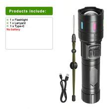 300000LM New Upgrade Flashlight Zoom Rechargeable LED Torch 4 Modes High Power Flashlights Waterproof Outdoor Tactical Lantern - Black - View 13