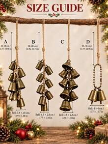 Vintage Antique Bronze Clock Christmas Hanging Ornament With Yellow Hemp Rope, Rustic Farmhouse Style Holiday Decor, Soothing Bell, Easy To Hang On Christmas Tree, Doors And Windows, Winter Gift - Christmas Bell Ornament - View 8