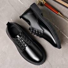 Men's Loafers Versatile Business Casual Shoes Thick Sole Height-Increasing Slip-On Loafers For Travel, Party, Banquet, Street Wear (Sole Line Pattern Random) - M-8608 Black - View 2